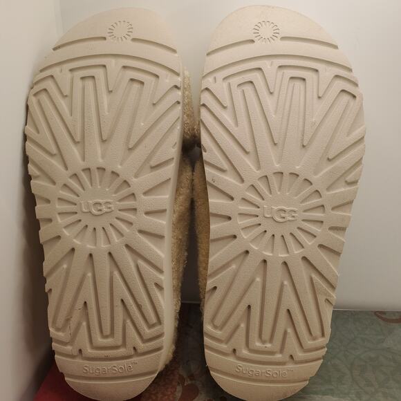 UGG Fuzz Sugar Terry Cross Slide Slipper Womens Platform Shoes Banana Pudding 9 - Picture 12 of 12